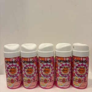Sample size Amika Perk Up Ultra Oil Control Dry Shampoo in Pink pack of 5